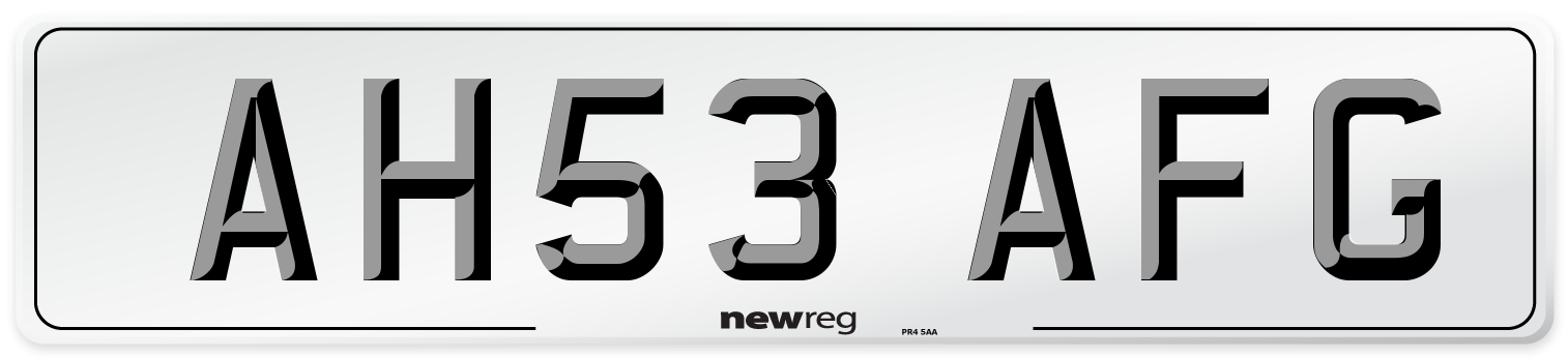 AH53 AFG Number Plate from New Reg